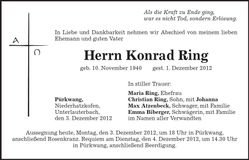 Traueranzeige Konrad Ring