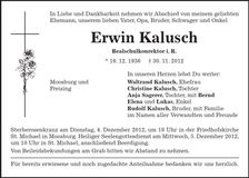 Traueranzeige Erwin Kalusch