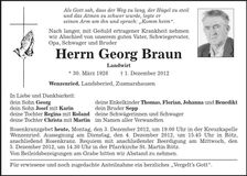 Traueranzeige Georg Braun