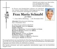 Traueranzeige Maria Schnabl
