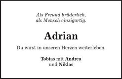 Traueranzeige Adran Auer