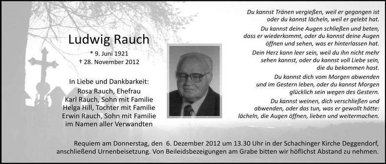 Traueranzeige Rauch Ludwig