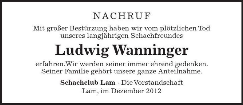 Traueranzeige Ludwig Wanninger
