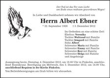 Traueranzeige Albert Ebner
