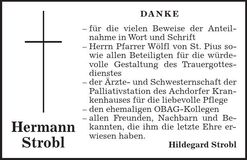 Traueranzeige Hermann Strobl