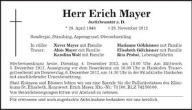 Traueranzeige Erich Mayer