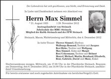 Traueranzeige Max Simmel