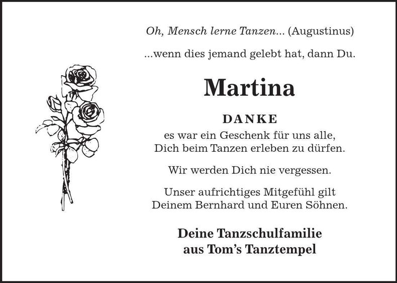 Traueranzeige Martina Jahn