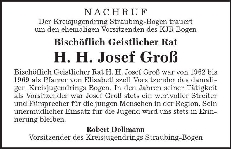 Traueranzeige Josef Groß