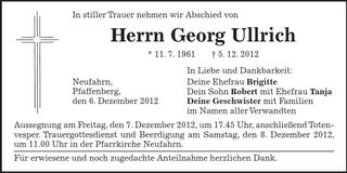 Traueranzeige Georg Ullrich