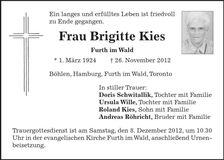 Traueranzeige Brigitte Kies