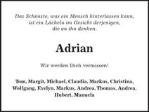 Traueranzeige Adrian Auer