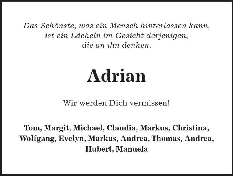 Traueranzeige Adrian Auer