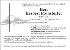 Traueranzeige Herbert Fruhstorfer