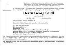 Traueranzeige Georg Seidl