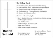 Traueranzeige Rudolf Schmid