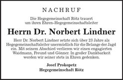 Traueranzeige Dr. Norbert Lindner