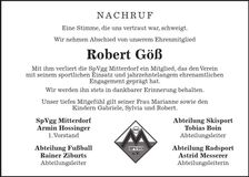Traueranzeige Robert Göß