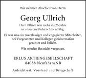 Traueranzeige Georg Ullrich