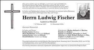 Traueranzeige Ludwig Fischer