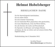 Traueranzeige Helmut Hobelsberger