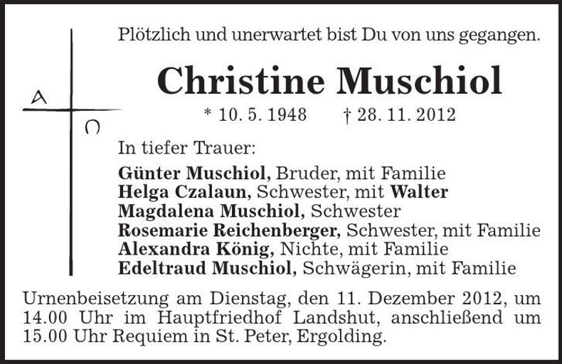 Traueranzeige Christine Muschiol