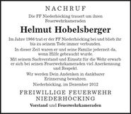 Traueranzeige Helmut Hobelsberger