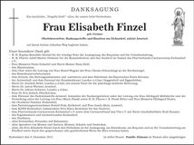Traueranzeige Elisabeth Finzel