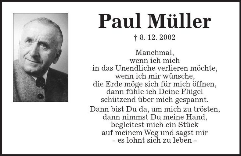 Traueranzeige Paul Müller