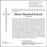 Traueranzeige Manfred Fritsch