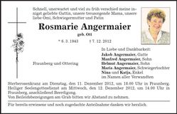Traueranzeige Rosmarie Angermaier