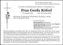 Traueranzeige Gerda Köferl