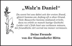 Traueranzeige Daniel Wutz