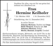 Traueranzeige Hermine Keilhofer