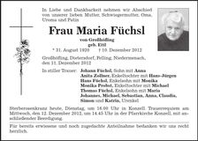 Traueranzeige Maria Füchsl