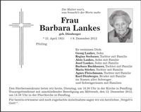 Traueranzeige Barbara Lankes