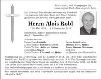Traueranzeige Alois Robl