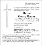 Traueranzeige Georg Bauer