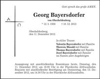 Traueranzeige Georg Bayersdorfer