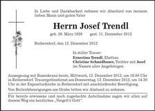 Traueranzeige Josef Trnedl