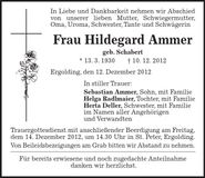 Traueranzeige Hildegard Ammer