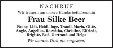 Traueranzeige Silke Beer