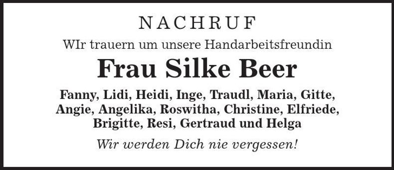 Traueranzeige Silke Beer