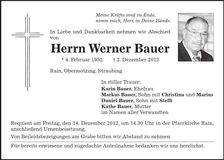 Traueranzeige Werner Bauer