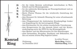Traueranzeige Konrad Ring