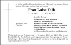 Traueranzeige Luise Falk