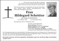 Traueranzeige Hildegard Schrötter