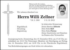 Traueranzeige Willi Zellner