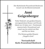 Traueranzeige Anna Geigenberger