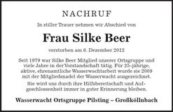 Traueranzeige Silke Beer